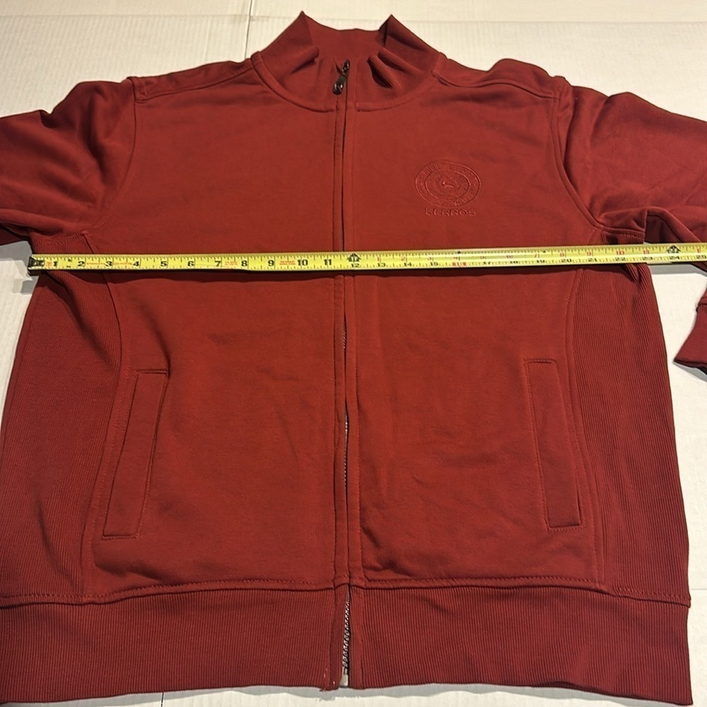 Lerros brick maroon zip up sweater with front pockets & emblem by front top XL - Picture 3 of 10